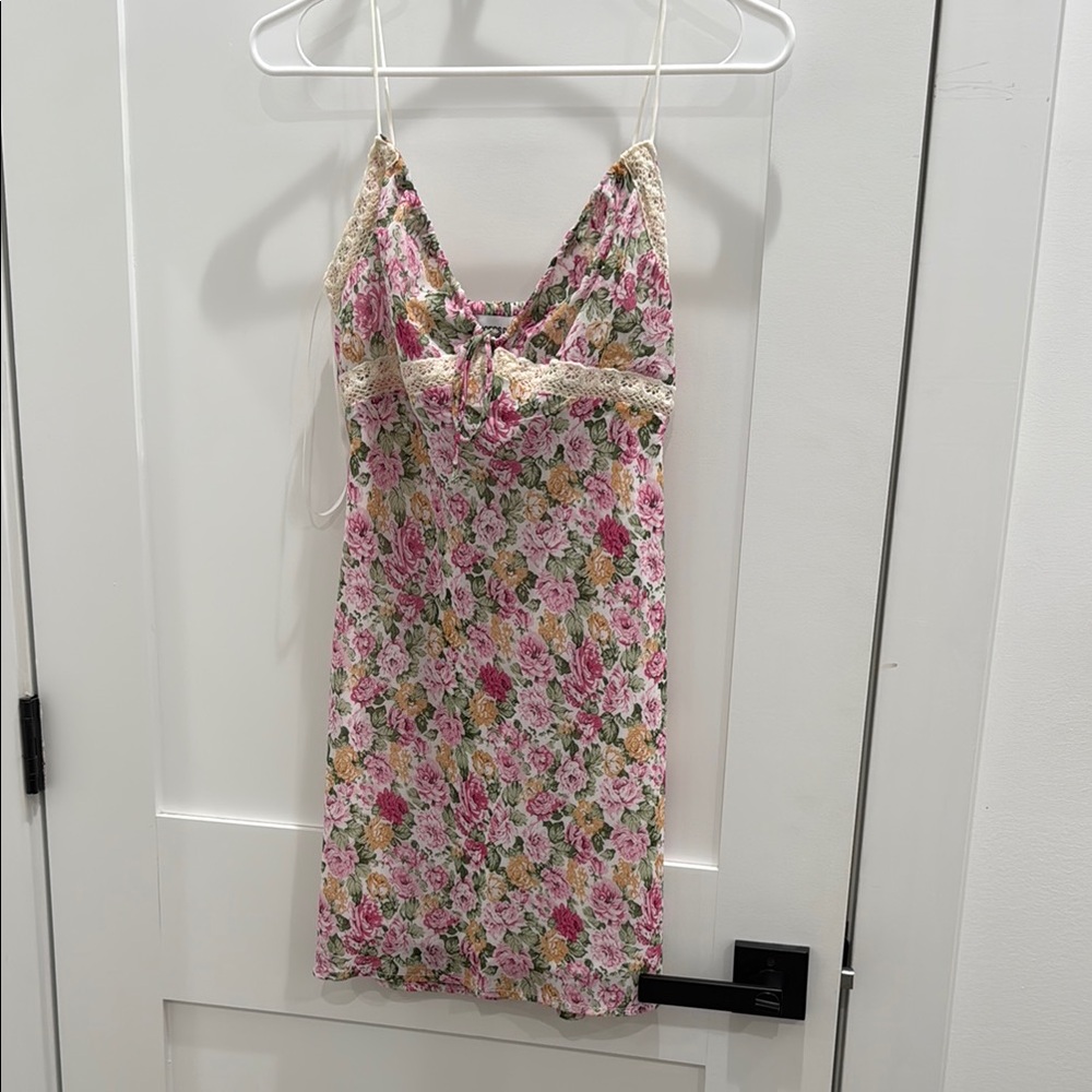 Floral Lace Trim Slip Dress